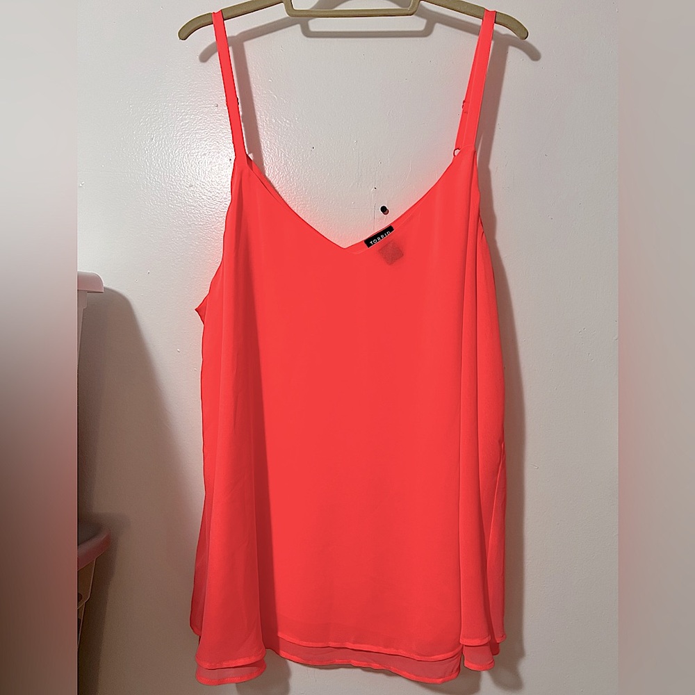 NWOT Torrid size 3 neon coral Sophie chiffon double layer cami - Picture 2 of 6